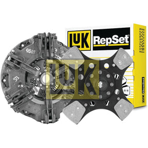 Image of a Sparex Clutch Kit without Bearings - S.156509, including a clutch disc and pressure plate, along with the packaging box featuring the Sparex logo. The components are arranged side by side, with the box in the background prominently showcasing Sparex's branding.