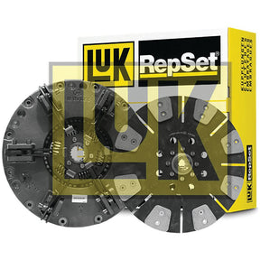 Clutch Kit without Bearings - S.156519, including clutch disc and pressure plate, perfectly housed in front of a yellow and white Sparex product box. This high-quality Sparex Clutch kit ensures optimal performance and reliability for your vehicle.