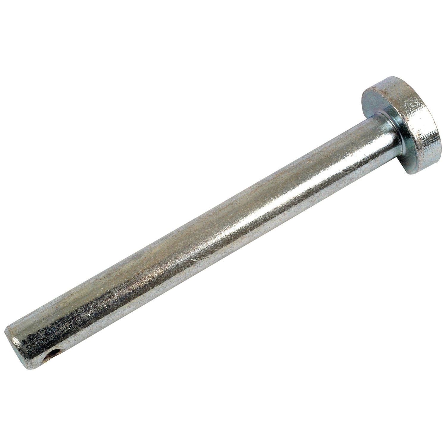 The Sparex Clutch Pin (Sparex Part No. S.1782), features a metallic cylindrical design with a wider flat head on one end and a small hole near the other, making it ideal for applications in Massey Ferguson machinery.