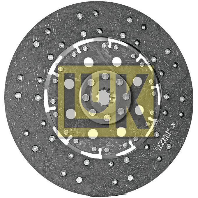 A 320mm circular automotive clutch disc with multiple small holes and a central hub, featuring the Sparex brand logo. Crafted with organic lining material, this disc—named Clutch Plate - S.131178—also includes 10 splines for enhanced performance.