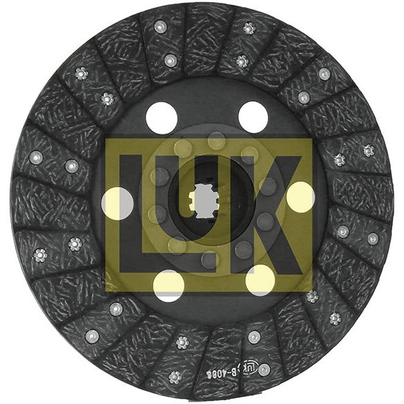 A circular black automotive clutch disc with textured surfaces and radial grooves, featuring splines and a prominent yellow "Sparex" logo in the center. Known as the Clutch Plate - S.145593.