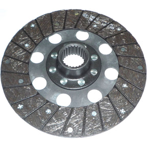 The Sparex Clutch Plate - S.145598 is a circular disc with a grooved surface and a central spline hub, featuring an organic lining material. Measuring 250mm in diameter, it includes 8 evenly spaced bolts near the center and has a textured appearance.