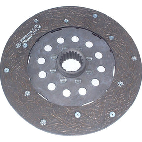 The Clutch Plate - S.145612 by Sparex is a rigid disc with an organic lining, featuring multiple holes and a 250mm central spline for engagement in a mechanical system.