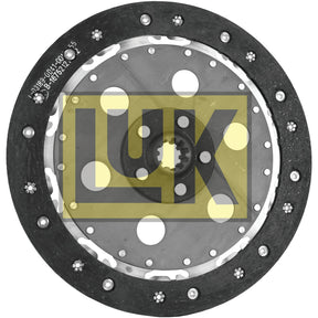 A circular automotive clutch plate, labeled "Sparex," showcases the text "LuK" prominently in the center. The 280mm disc, product S.145640, features multiple holes and metal components around its perimeter and boasts a durable organic lining material.