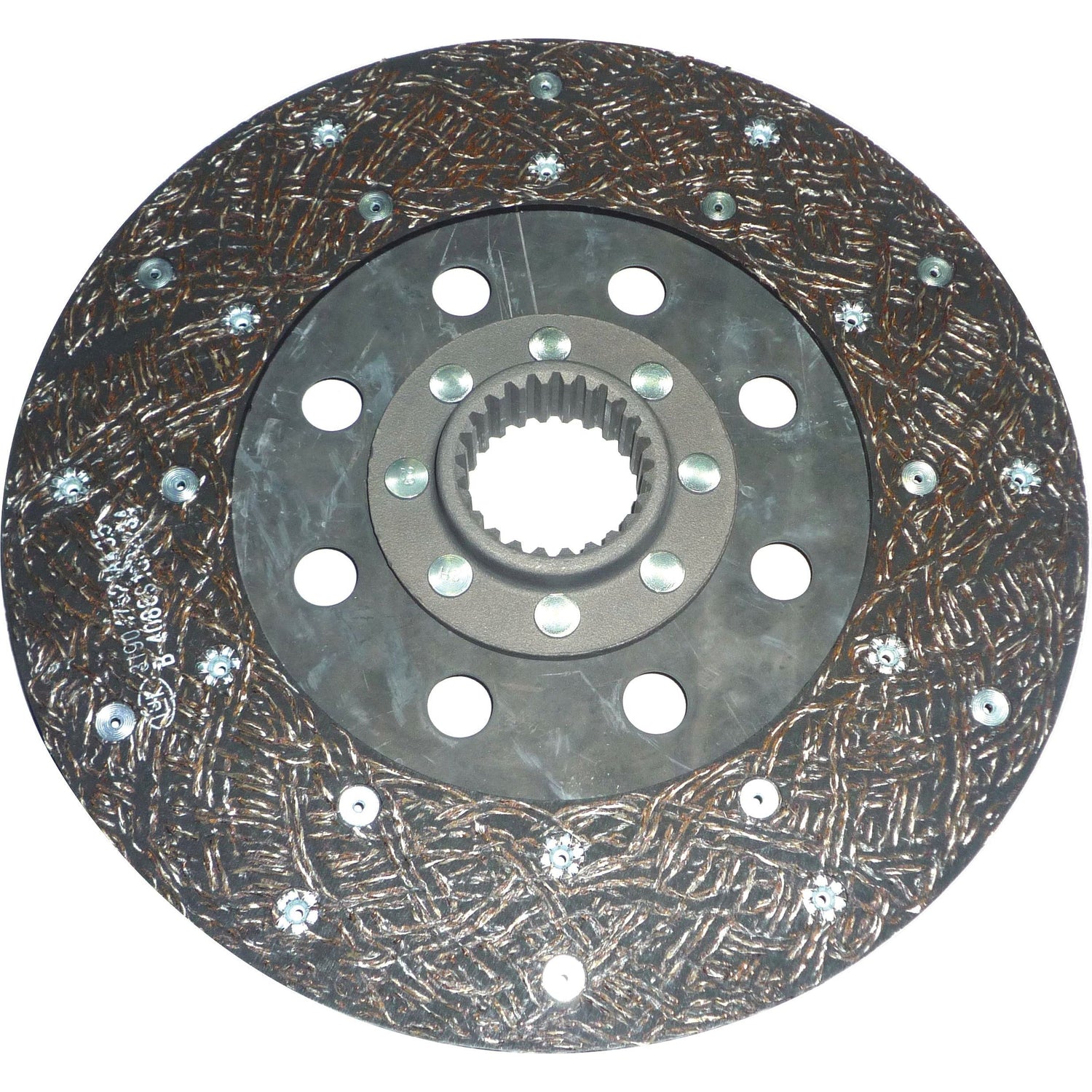 Close-up of the Sparex Clutch Plate - S.145650, a 280mm circular automotive clutch disc with a textured friction surface and an organic lining material, featuring a central spline hub for connection.