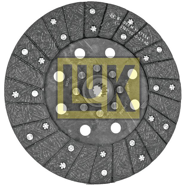 A circular car clutch disc branded as "Sparex" (Product Name: Clutch Plate - S.145679) prominently displays the logo in yellow across the center. Measuring 280mm, this disc features multiple small holes and rivets, along with an organic lining material.