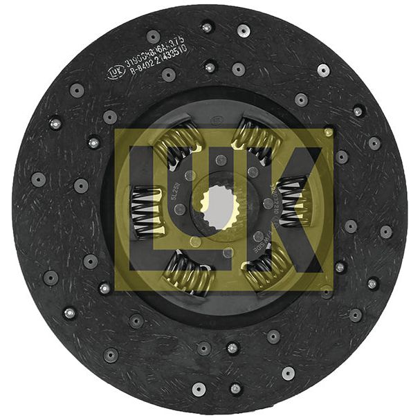 A circular automotive clutch disc labeled "Sparex Clutch Plate - S.145690," featuring multiple springs and components with the letters "LUK" prominently displayed across the center. It comes with an organic lining material, 18 splines, and a disc size of 280mm.