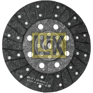 A black automotive clutch plate branded as Sparex, model number S.145698, featuring a yellow "LUK" logo at the center, several holes, and textured ridges around its perimeter. This rigid type plate has an organic lining material and measures 280mm in size.