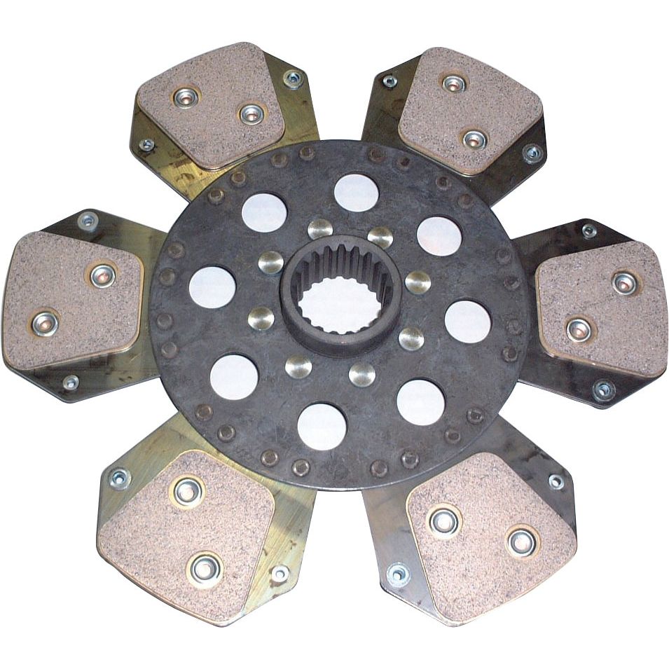 The Sparex Clutch Plate - S.145705 is a high-performance, 280mm six-puck clutch disc with a central hub and a circular array of rivets, featuring a cerametallic lining, suitable for Lamborghini models.