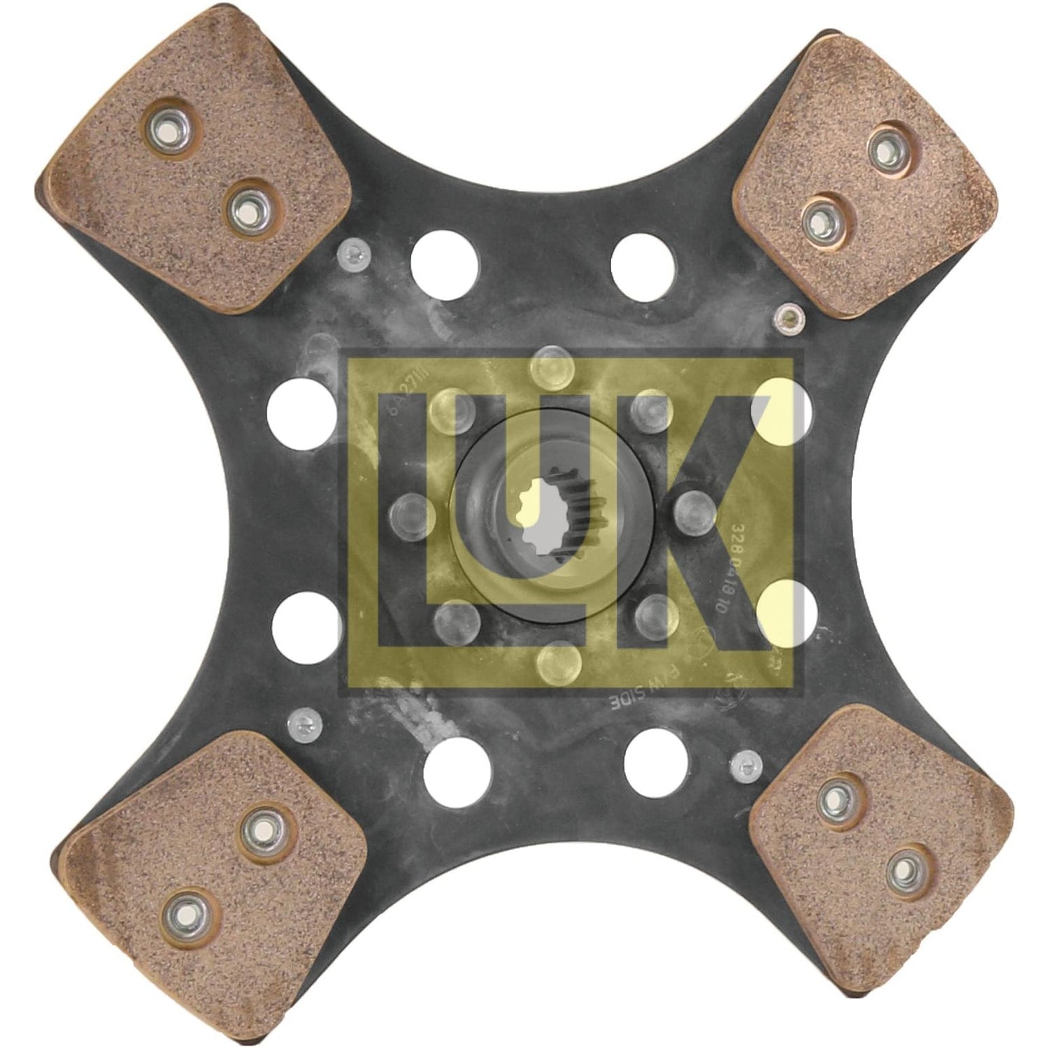 A sturdy automotive clutch plate, product S.145713, from Sparex features a black central hub and four cerametallic friction pads, along with multiple circular holes. The plate measures 280mm in diameter.