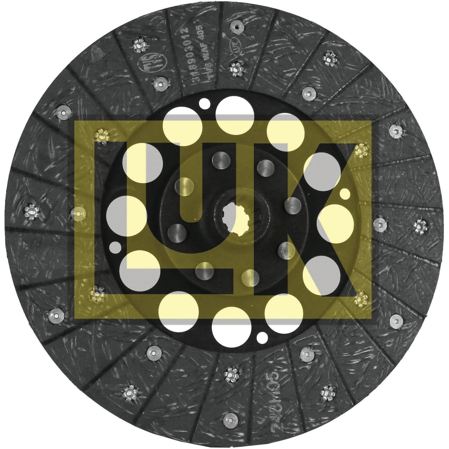 A circular automotive clutch disc with a speckled surface, organic lining material, and the "Sparex" logo in yellow overlaying the image. The item is identified as Clutch Plate - S.145733, has a disc size of 280mm, and features 10 splines.