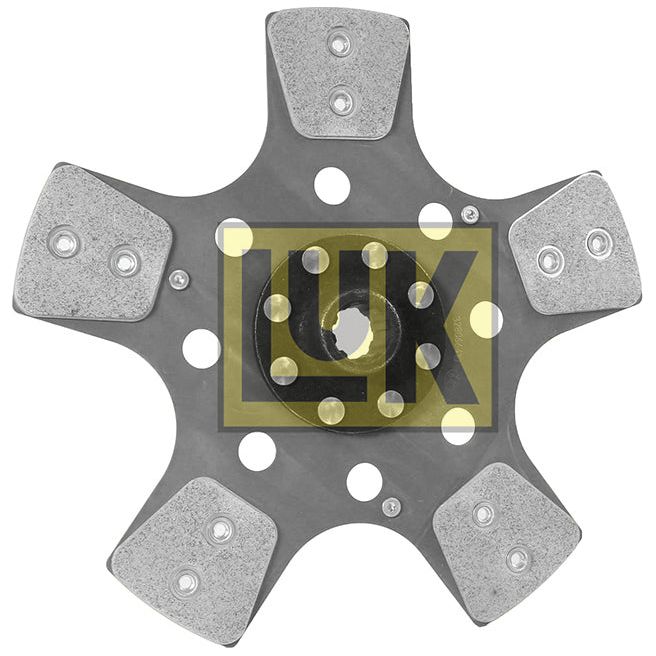 Introducing the Sparex Clutch Plate - S.145747, a metal automotive part featuring five gray, textured pads evenly spaced around a central hub. Made with durable Cerametallic lining material, this part includes multiple holes and prominently displays the LUK brand logo in the center. The disc size is 280mm.