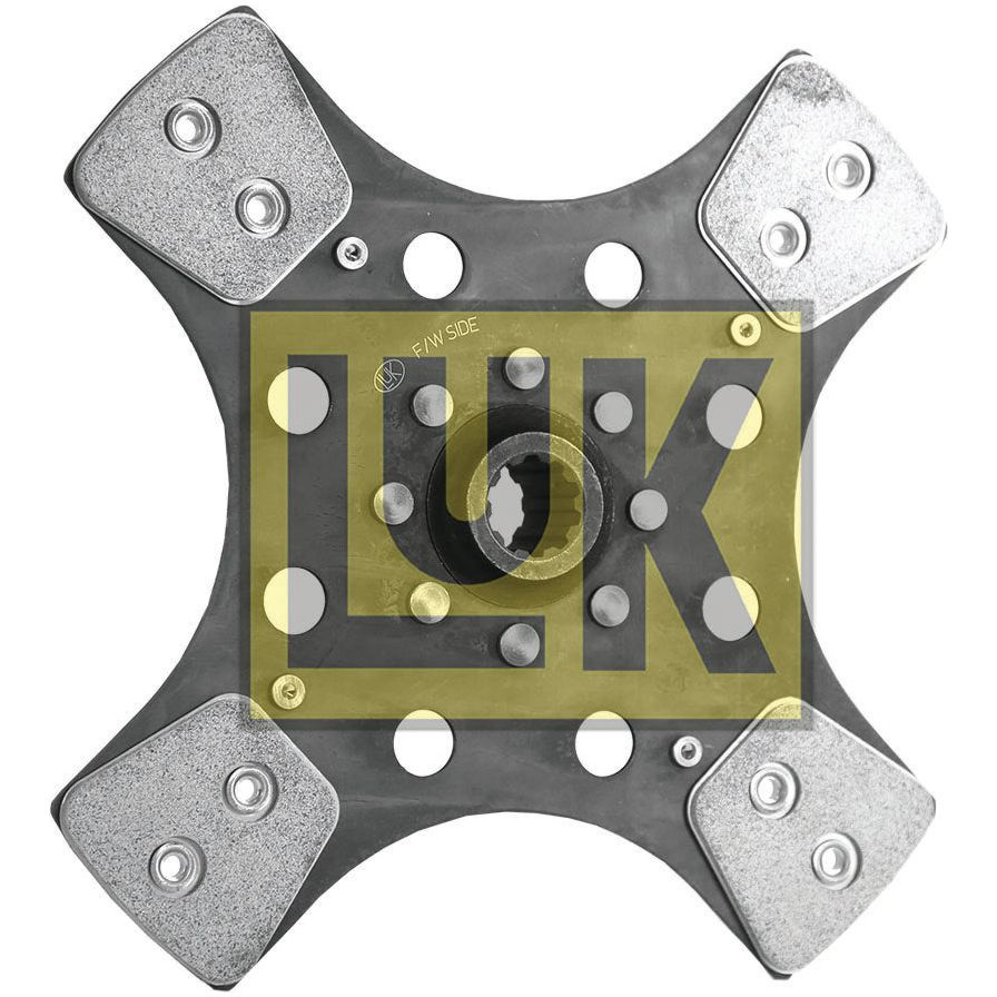 A close-up view of the Clutch Plate - S.145748, a metallic automotive part with multiple circular openings, rectangular metal attachments, and detailed center features. The manufacturer's brand name, "Sparex," is prominently displayed. This cerametallic component boasts Splines 10 and a disc size of 280mm for enhanced performance.