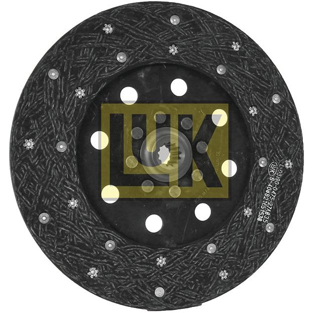 Image of a black Sparex Clutch Plate - S.145749 with a visible intricate texture and several holes arranged in a circular pattern. This rigid type disc boasts an organic lining material and measures 280mm in size.