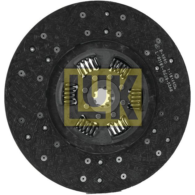 Image of a Sparex brand Clutch Plate - S.145775 with visible springs and metal components. The torsion sprung disc is shown from a top-down perspective, highlighting its intricate design and durable lining material.