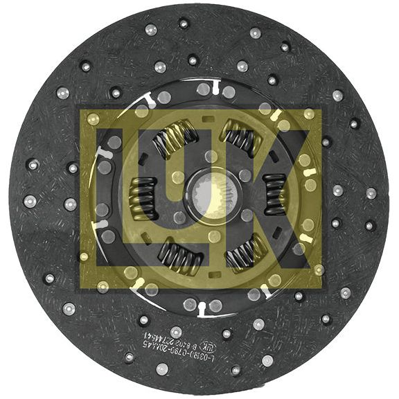 A circular clutch disc with a central hub, torsion sprung metal springs, and organic lining material, marked with the "Sparex" logo and identified as Clutch Plate - S.145802.