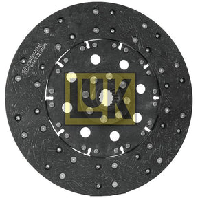 Image of a circular, metallic clutch disc labeled as Clutch Plate - S.145803 with a Disc Size of 310mm, displaying the Sparex brand logo in the center, surrounded by evenly spaced holes and bolts around the rim, featuring Organic Lining Material for improved performance.