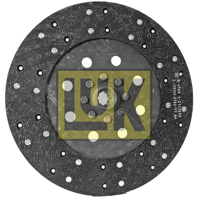 A black automotive clutch disc labeled as Clutch Plate - S.145862 by Sparex, featuring a textured organic lining material and multiple holes surrounding a central hub. The disc size is complemented by precise splines for optimal performance.