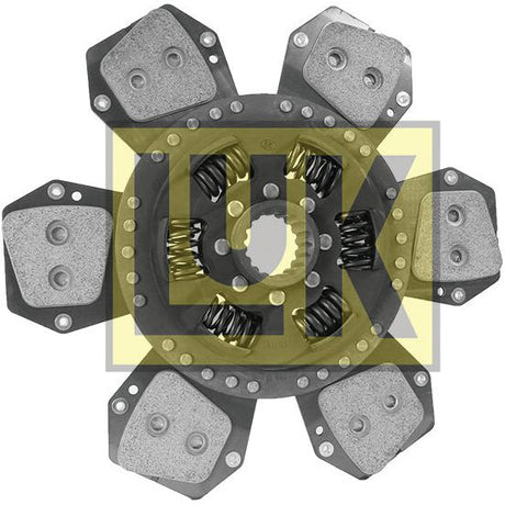 The Clutch Plate - S.145865 by Sparex features a torsion-sprung six-petal clutch disc assembly with spring mechanisms, equipped with metallic cerametallic friction plates and a LuK logo in the background.