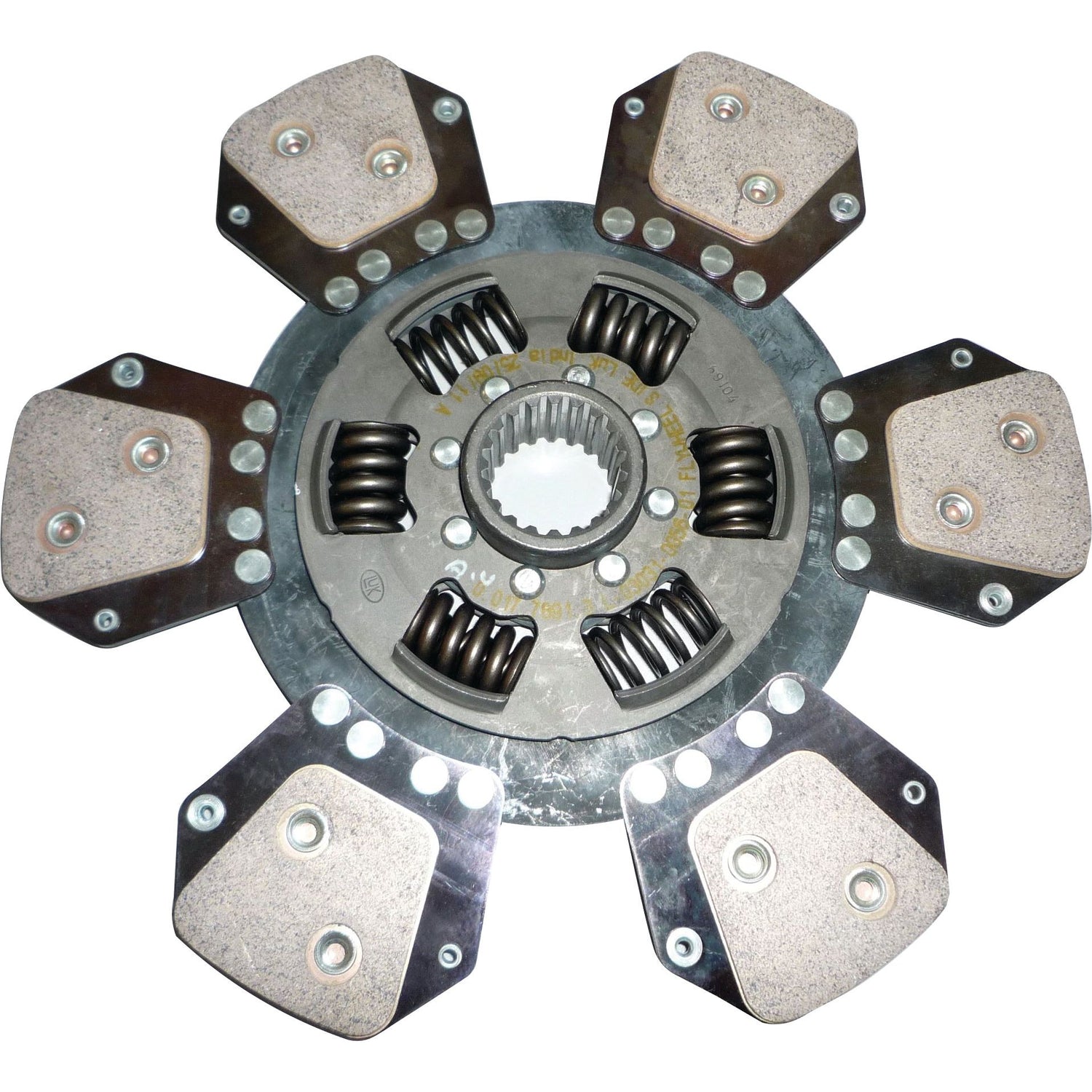The Clutch Plate - S.145867 by Sparex is a torsion-sprung automotive clutch disc, featuring six cerametallic pads and springs, specifically designed for high-performance or heavy-duty use.