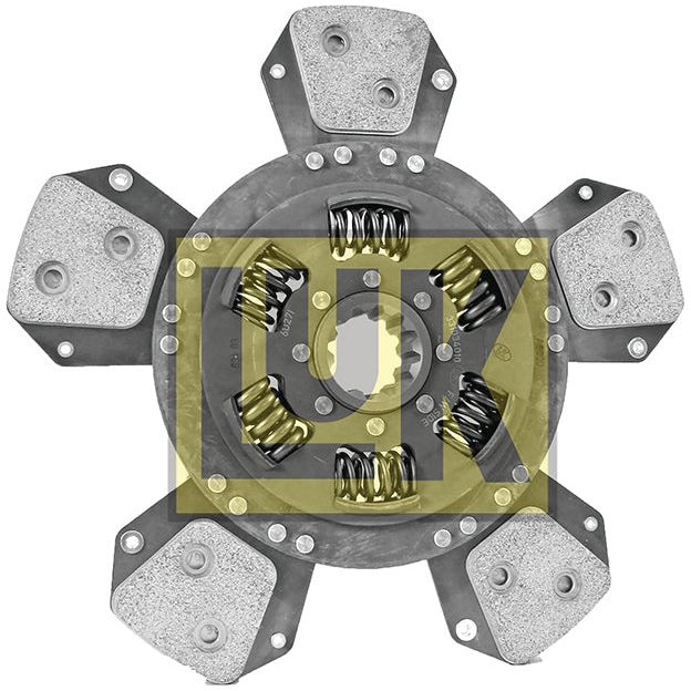 The Clutch Plate - S.145869 by Sparex is a six-paddle ceramic disc with visible springs and friction surfaces, featuring an optimal disc size and splines designed for high-performance automotive applications.