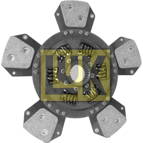 An image of a six-paddle clutch disc labeled "Clutch Plate - S.145875" with the brand logo "Sparex" visible across the center, featuring a robust cerametallic lining material.
