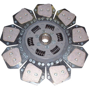 The Clutch Plate - S.145895 by Sparex is a torsion-sprung, multi-spring metallic disc component designed with eight friction segments, typically used in LUK mechanical or automotive assemblies.