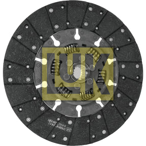 A black Clutch Plate - S.145913 by Sparex, featuring a central hub and numerous friction pads, complete with torsion sprung mechanisms for smoother operation.