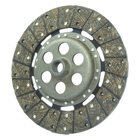 The Sparex Clutch Plate - S.19507, a round and textured metallic clutch disc with multiple holes and intricate patterning, featuring a Disc Size of 302mm, is isolated against a plain white background.