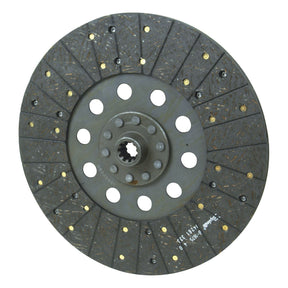 The Sparex Clutch Plate - S.19531 is a 327mm circular automotive clutch disc with a central hub and multiple holes evenly distributed around it. It features a textured, grooved surface, visible rivets, and is compatible with Spline 10.