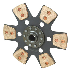 Close-up of the Sparex Clutch Plate - S.19542, featuring six paddles with copper pads, a cerametallic lining, and an 18 spline central hub.