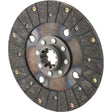 Image of the Sparex Clutch Plate - S.19656, a circular component with textured friction material, a metal center hub featuring precise splines, and rigid lining material to ensure durability.