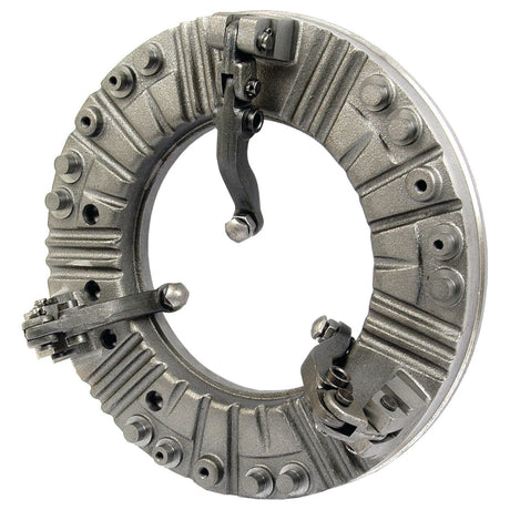 Image of the Clutch Plate - S.40727, a ring-shaped component featuring multiple bolts and intricate grooves, likely part of machinery or vehicle assembly. The precise engineering and design indicate it could be related to disc size specifications in industrial applications by Sparex.