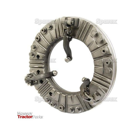 A metal clutch assembly with evenly spaced bolts and a spring mechanism, labeled "Clutch Plate - S.40727." The words "Massey Tractor Parts" and the brand name "Sparex" are partially visible in the background, emphasizing its compatibility with quality replacement parts.