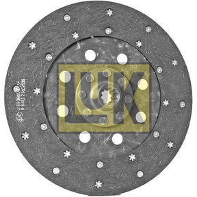Image of a 280mm Sparex Clutch Plate - S.70589 with the Sparex logo in the center. The clutch plate, featuring multiple holes and rivets, is designed for automotive use and boasts an organic lining for enhanced performance.