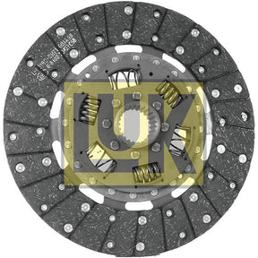 Close-up of a car clutch disc from the Sparex brand, product name Clutch Plate - S.72840, featuring a metallic circular structure, springs, and friction material. The yellow and white embossed text "LUK" is visible on the disc, which includes details like the 40mm dimension and disc size spline.