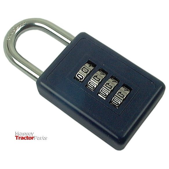 A black combination padlock with four dials displaying the number "0500" and a silver, hardened shackle. The text "Massey TractorParts" is visible in the bottom left corner. This product is the Combination Padlock - Metal - S.20772 from Sparex.