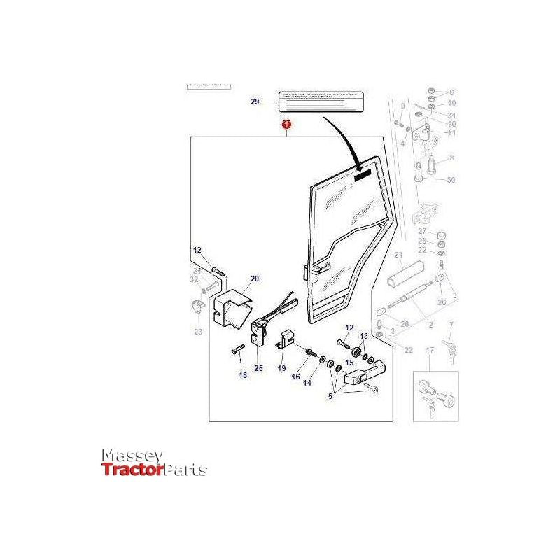 Massey Ferguson Complete Door R/H - 3907224M91 - ACP0348530 | OEM | Massey Ferguson parts | Door-Massey Ferguson-