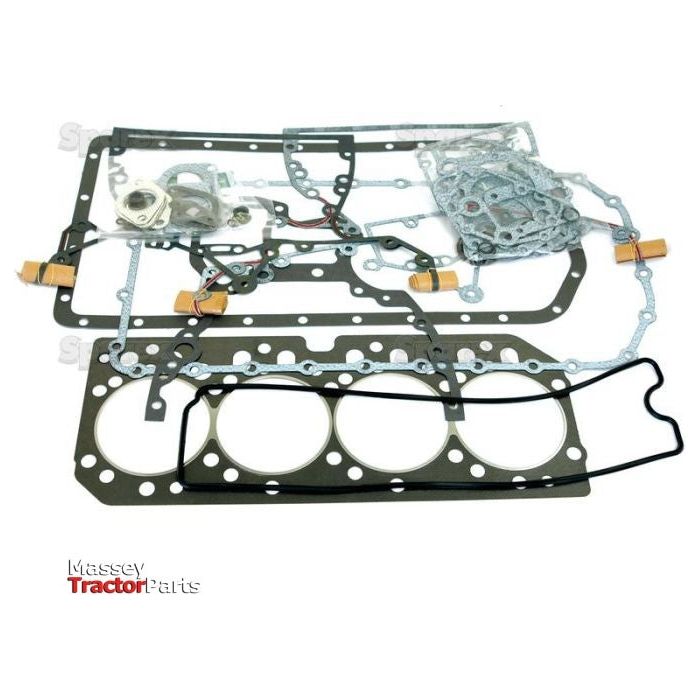 A Complete Gasket Set - 4 Cyl. | Sparex Part No.S.31633, including seals, laid out on a white background from the brand Sparex for a Massey Tractor.