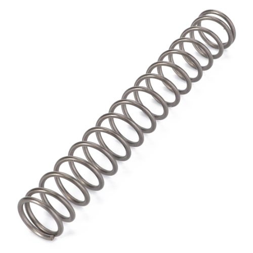 A metal helical compression spring with evenly spaced coils, reminiscent of the precision engineering found in AGCO's Fendt Compression Spring Foot Brake model X820410055020, positioned diagonally against a white background.