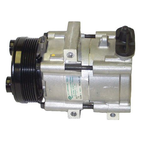 The Compressor (FS10) - S.106699 by Sparex is a silver automotive air conditioning compressor, equipped with a black pulley and multiple metal connectors, making it suitable for various vehicle models. For detailed product specifications, please refer to the manufacturer's information.