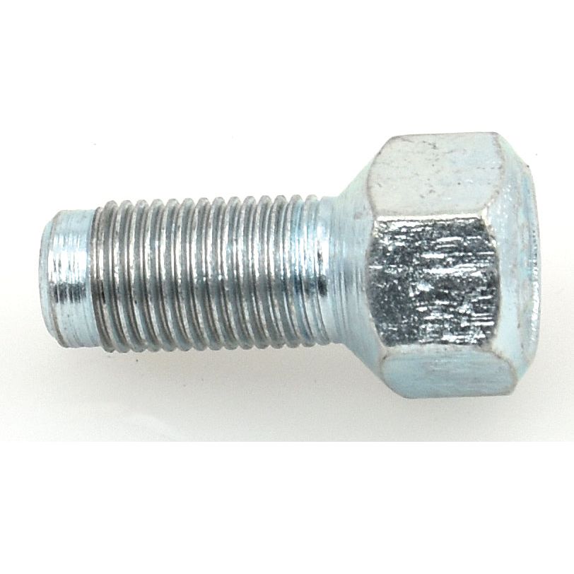 A close-up view of a Sparex Cone Wheel Bolt, 1/2" x 1 1/2" (UNF) with BZP Clear Passivation, featuring a threaded shaft and hexagonal head, placed on a plain white background.