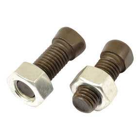 Two identical Conical Head Bolts with 2 Flats and Nuts (TC2M) from Sparex, each measuring M12 x 38mm with a tensile strength of 12.9, are positioned side by side on a white background. The metric thread design ensures compatibility with a variety of applications.