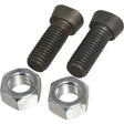 Two Conical Head Bolts 2 Flats With Nut (TC2M) – M12 x 37mm, showcasing the variety in bolt types, are arranged in pairs. The high tensile strength bolts are black and threaded, while the accompanying hex nuts are silver.