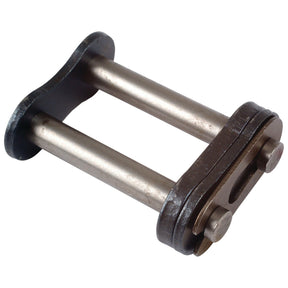 The Connecting Link, Duplex, 60-2 (Sparex Part No. S.155536) from Sparex is a rectangular metal link measuring 3/4'' x 1/2'', featuring two cylindrical rods that connect flat plates, and is secured by two bolts on one end.