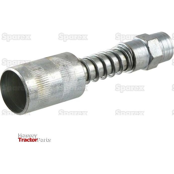 A metal spring-loaded quick connect hydraulic coupling, also known as the Grease Gun Coupler 1/8'' - Snap on (Sparex Part No. S.155411), is featured against a white background with logos in the background and a "Massey Tractor Parts" label at the bottom left.