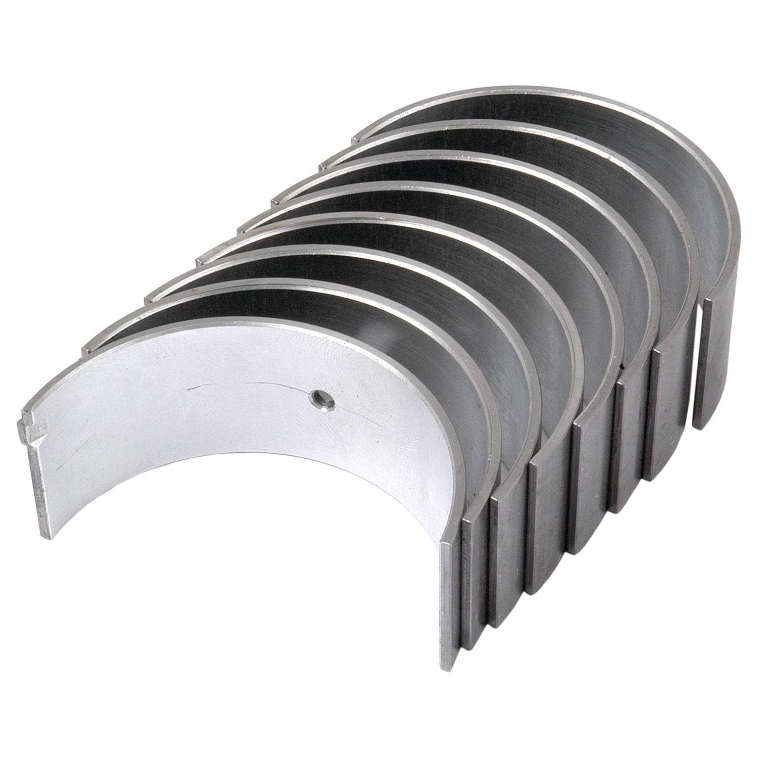 A stack of Conrod Bearing Std. Set (Sparex Part No.S.42366) semi-circular metal bearing shells from Sparex, often found in Massey Ferguson or Landini equipment, arranged in an overlapping pattern.