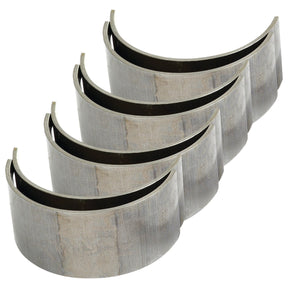 Five Conrod Bearing Std. Set | Sparex Part No.S.57639 metallic engine bearing shells from the Sparex brand, reminiscent of those used in International Harvester machinery, arranged in a staggered formation on a white background.