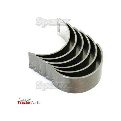 A set of five Conrod Bearing +0.010'' (0.25mm) Set | Sparex Part No.S.57641, compatible with Case IH machinery, stacked in a staggered arrangement. The Sparex logo is visible in the bottom left corner.