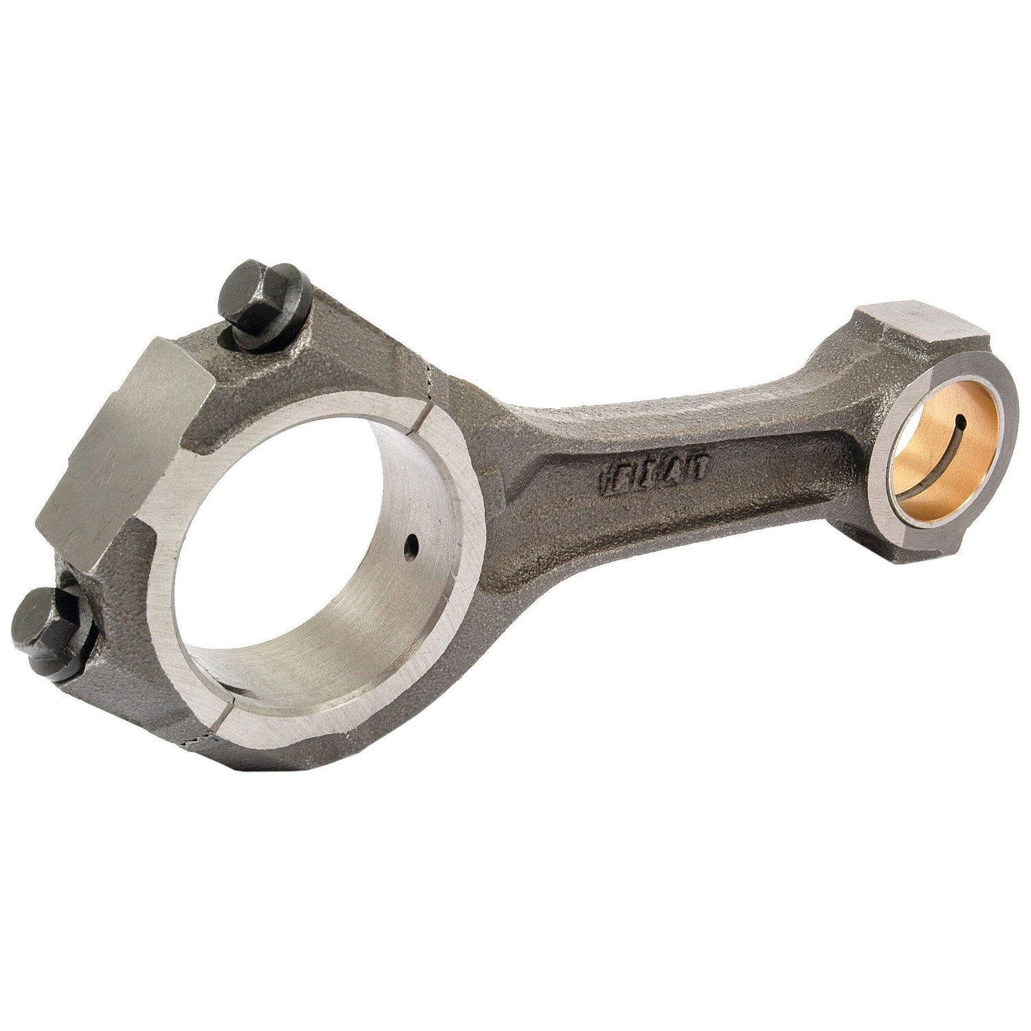 The Sparex Conrod (Part No. S.58941) is a metal connecting rod featuring two bolt attachments and a bronze bushing on one end, designed for internal combustion engines or mechanical applications, and it is compatible with Case IH / International Harvester equipment.